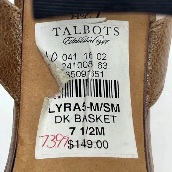 Talbots Leather Beige Strappy Sandals Wood Block Heel size 7.5 - Picture 5 of 13